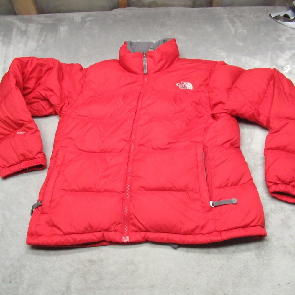 North Face Down Jacket Womens Medium Red Nuptse Insulated Wind Rain Puffer VTG